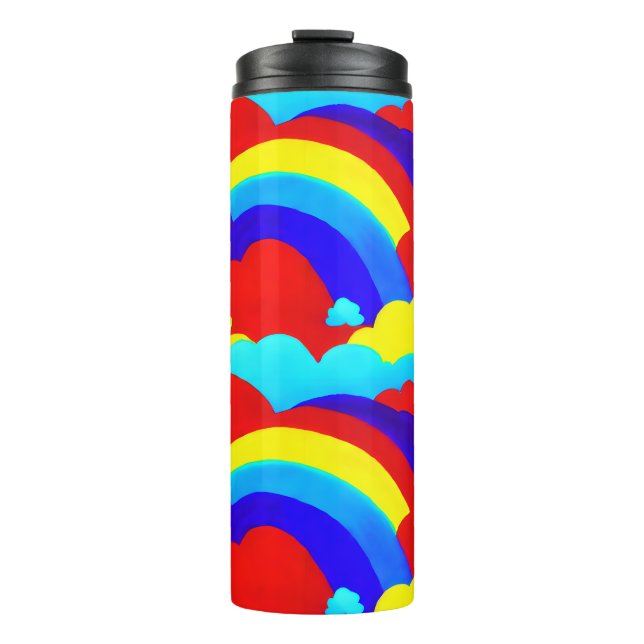 Farbenfrohe Regenbogenwolken Kindermuster Thermosbecher (Vorderseite)