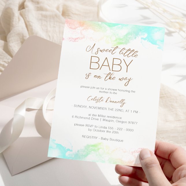 Farbenfrohe Regenbogenwolken Sweet Little Baby Dus Einladung (Von Creator hochgeladen)