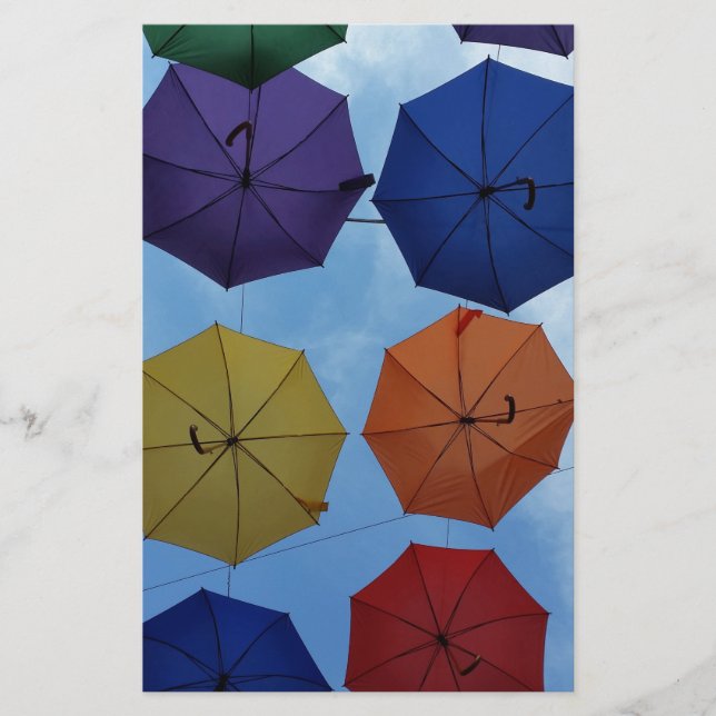 Farbenfrohe Regenschirme Briefpapier (Vorderseite)