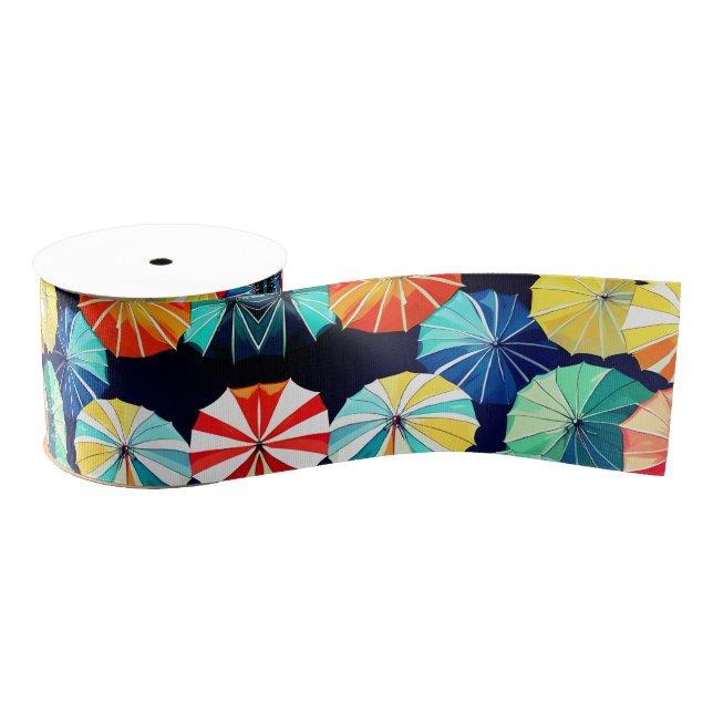 Farbenfrohe Regenschirme Ripsband (Spule)