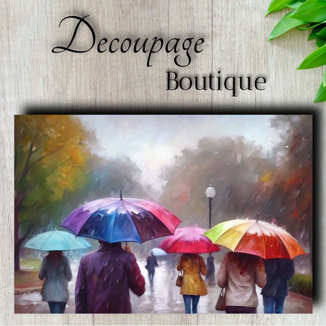 Farbenfrohe Regenschirme Seidenpapier (Colorful Umbrellas in Rain Decoupage Tissue Paper)