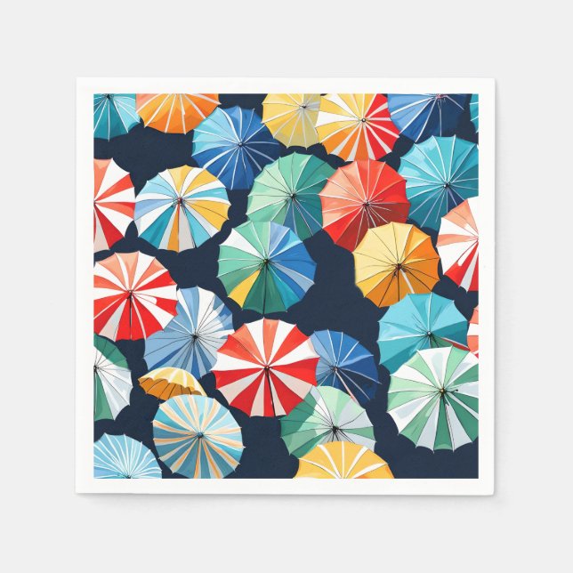 Farbenfrohe Regenschirme Serviette (Vorderseite)