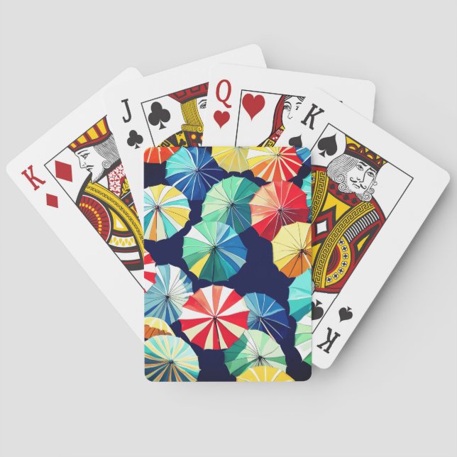 Farbenfrohe Regenschirme Spielkarten (Rückseite)
