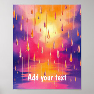 Farbenfrohe Regentropfen Natur Wasserfarbe Poster
