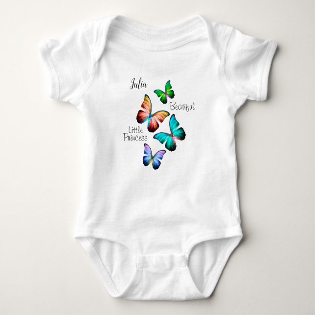 Farbenfrohe Reiche Morpho Blauer Regenbogen Schmet Baby Strampler (Vorderseite)