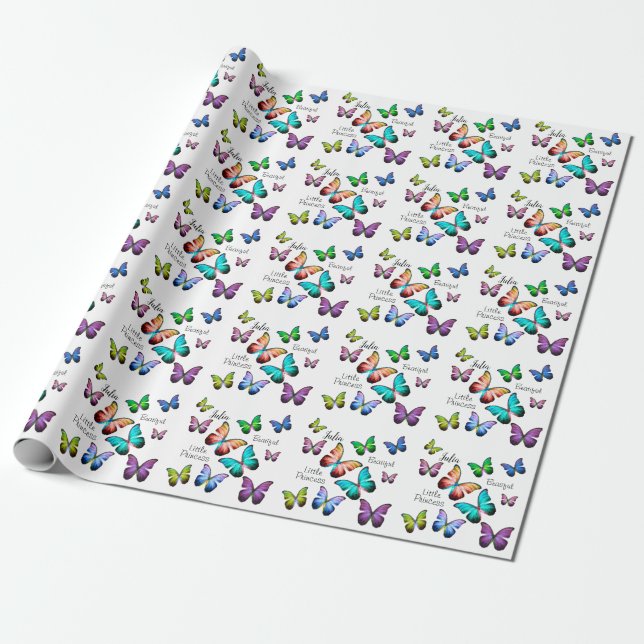 Farbenfrohe Reiche Morpho Blauer Regenbogen Schmet Geschenkpapier (Ungerollt)