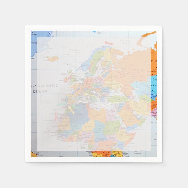Farbenfrohe Reisekarte Serviette (Vorderseite)