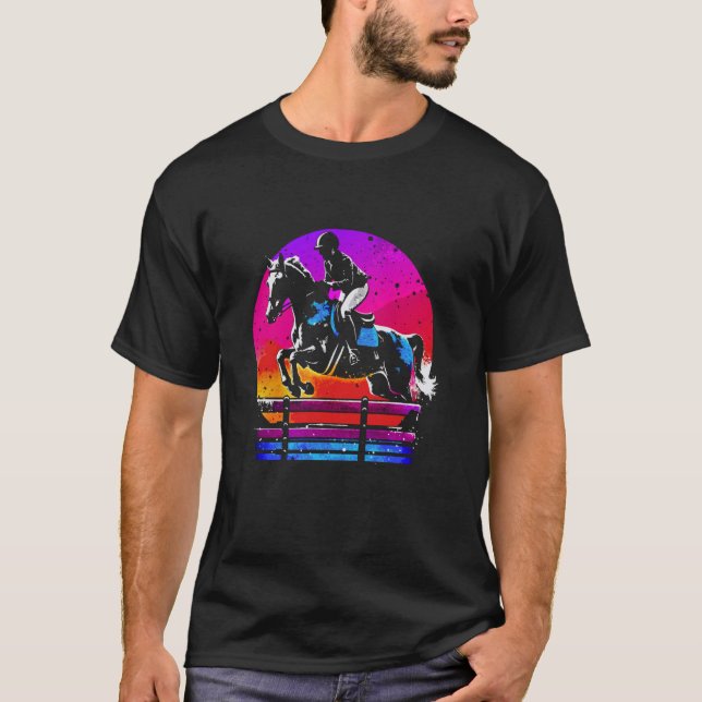 Farbenfrohe Reitpferde - Vintage Reitpferde T-Shirt (Vorderseite)