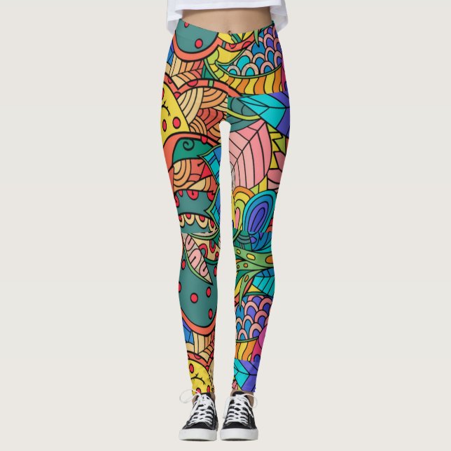 Farbenfrohe Retro 1960er, Psycholdelic Leggings (Vorderseite)