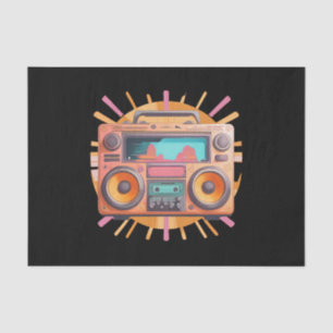 Farbenfrohe Retro-80er-Boombox mit Sonnenaufgang i Seidenpapier