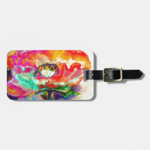 Farbenfrohe Retro Abstrakte Mohnwasserfarbe Gepäckanhänger