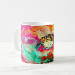 Farbenfrohe Retro Abstrakte Mohnwasserfarbe Kaffeetasse