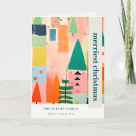 Farbenfrohe Retro Abstrakte Weihnachtslandschaft F Feiertagskarte