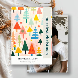 Farbenfrohe Retro Abstrakte Weihnachtslandschaft F Feiertagskarte