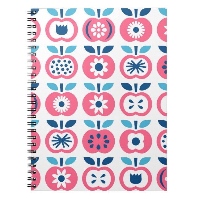 Farbenfrohe Retro Apple Nahtloses Muster Notizblock (Vorderseite)