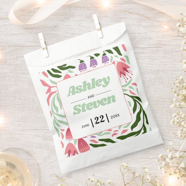 Farbenfrohe Retro-Äste, Folklore-Blume Hochzeit Geschenktütchen (Ausgeschnitten)