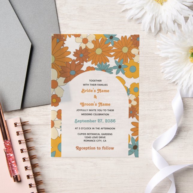 Farbenfrohe Retro-Blume der 60er 70er Jahre (Hochzeit)