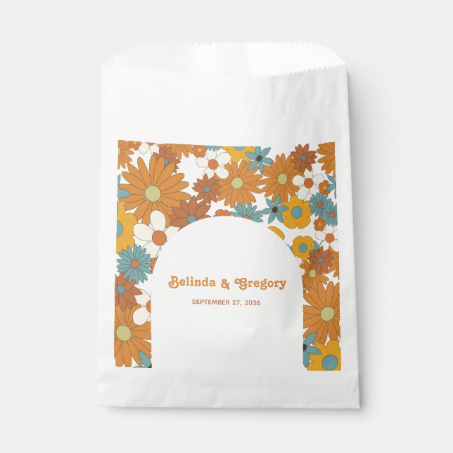 Farbenfrohe Retro-Blume der 60er 70er Jahre Geschenktütchen (Vorderseite)