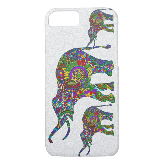 Farbenfrohe Retro-Blume Elefant 5 Design Case-Mate iPhone Hülle (Rückseite)