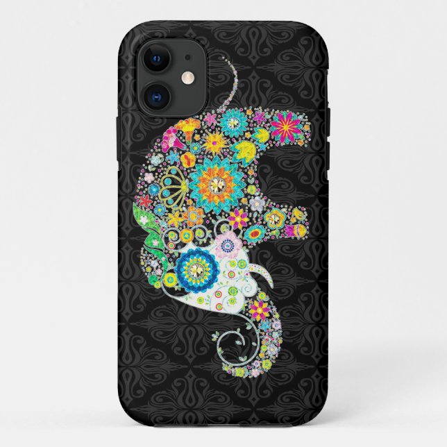 Farbenfrohe Retro-Blume Elefantendesign Case-Mate iPhone Hülle (Rückseite)