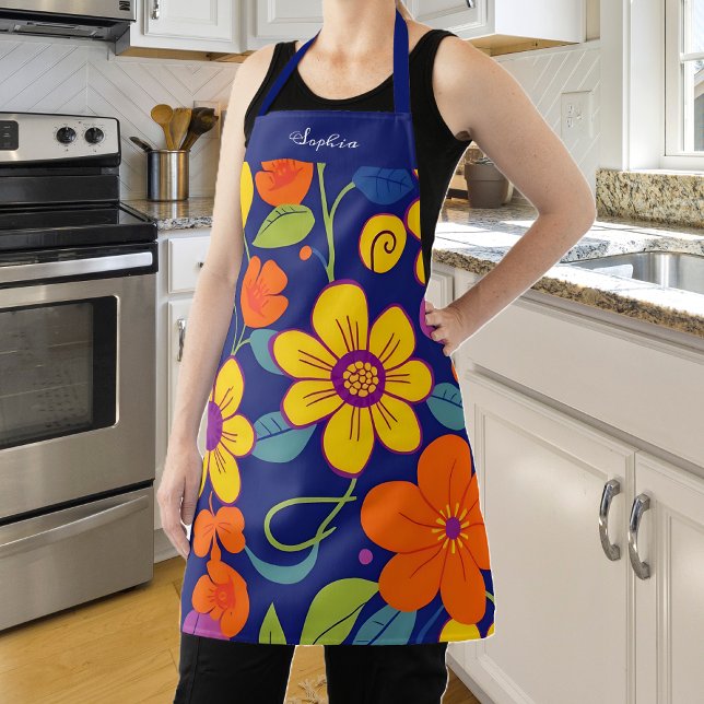 Farbenfrohe Retro-Blume im Dopaminstil Schürze (Colorful Retro Flowers-Dopamine Style Apron)