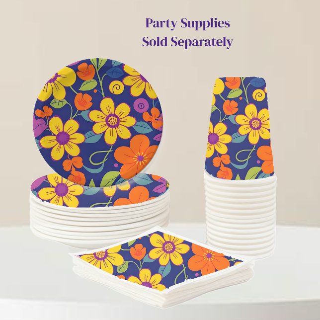 Farbenfrohe Retro-Blume im Dopaminstil Serviette (Colorful Retro Flowers-Dopamine Style-Party Supplies plates cups and napkins )