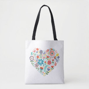 Farbenfrohe Retro-Blume Niedlich Herzerkrankung Tasche