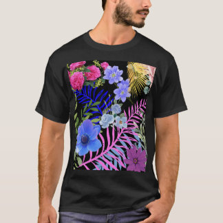 Farbenfrohe Retro-Blumenfutter, Bontanic Folies T-Shirt