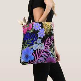 Farbenfrohe Retro-Blumenzange aus botanischen Foli Tasche