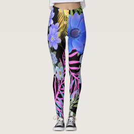 Farbenfrohe Retro-Blumenzange Leggings