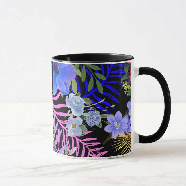 Farbenfrohe Retro-Blumenzange Tasse (Rechts)
