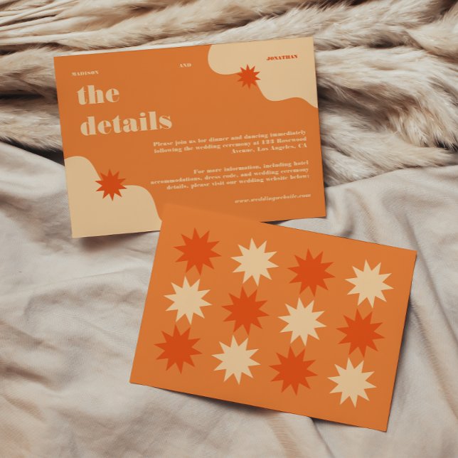 Farbenfrohe Retro Bright & Bold Hochzeitsdetails Begleitkarte (Von Creator hochgeladen)