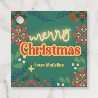 Farbenfrohe Retro der modernen Weihnachtszeit-Part Geschenkanhänger