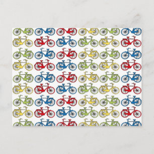 Farbenfrohe Retro-Fahrräder Postkarte