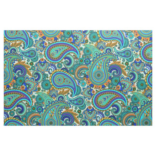 Farbenfrohe Retro-Floral Paisley Muster Stoff (Fat Quarter (45,7 x 55,9 cm))