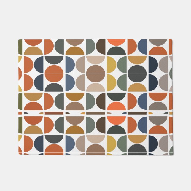 Farbenfrohe Retro geometrische Mitte des Jahrhunde Fußmatte (Vorderseite)