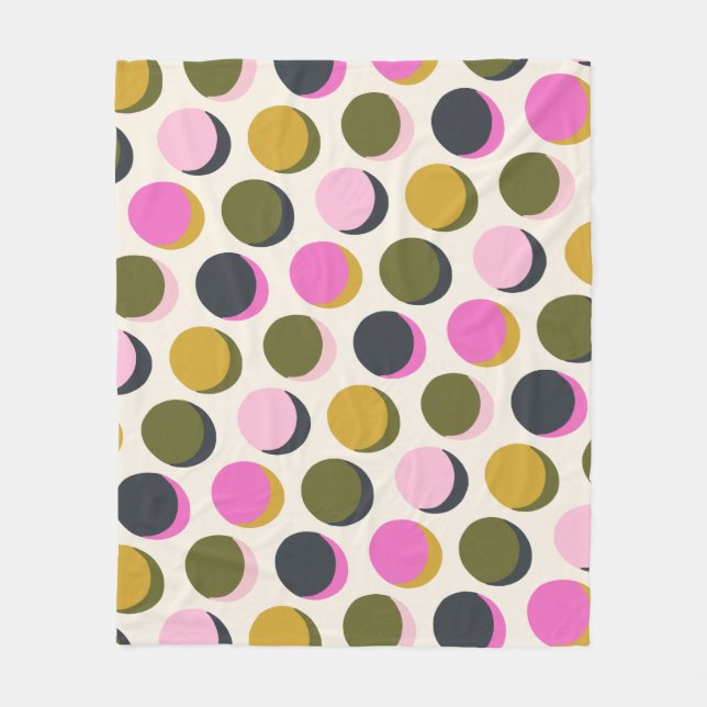 Farbenfrohe Retro geometrische Polka Punkte Grün r Fleecedecke (Vorderseite)