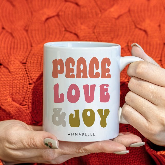 Farbenfrohe Retro Groovy Peace Liebe Joy Holiday Kaffeetasse (Colorful Retro Groovy Peace Love Joy Holiday Coffee Mug)