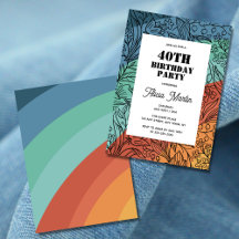 Farbenfrohe Retro Groovy Rainbow Floral 40. Geburt