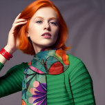 Farbenfrohe Retro Hippie Floral Schal<br><div class="desc">Diese rote und grüne Blume hat einen lustigen handgezeichneten Look, der aus den 60er Jahren stammen könnte. Es wurde mit KI vorgestellt.</div>