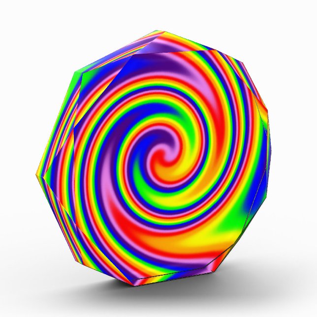 Farbenfrohe Retro Hippie Spiral Rainbow Swirl Fotoblock (Links)