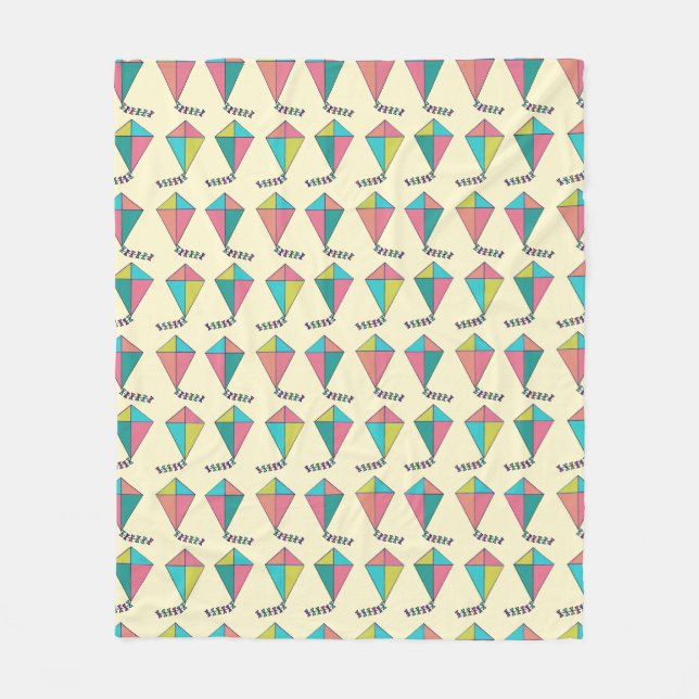 Farbenfrohe Retro Kite Muster Fleecedecke (Vorderseite)