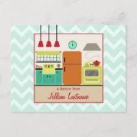 Farbenfrohe Retro Küche Rezept Postkarte