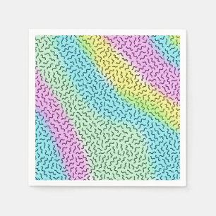 Farbenfrohe Retro-Memphis-Muster Pastell Serviette