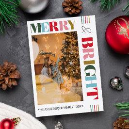 Farbenfrohe Retro Merry & Bright Weihnachten Foto