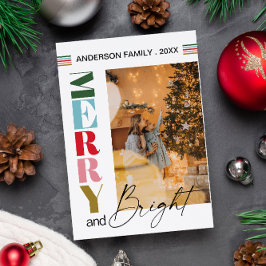 Farbenfrohe Retro Merry & Bright Weihnachten Foto