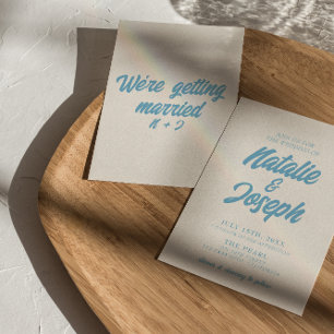 Farbenfrohe Retro-Minimal-Hochzeit modern und lust Einladung