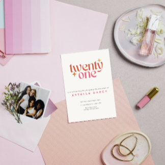 Farbenfrohe Retro Minimalistisch 21. Party Einladung