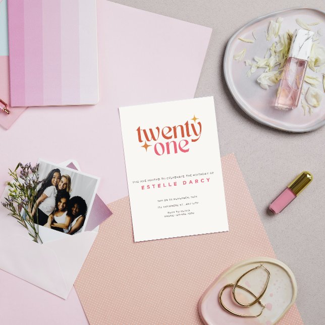 Farbenfrohe Retro Minimalistisch 21. Party Einladung (Von Creator hochgeladen)