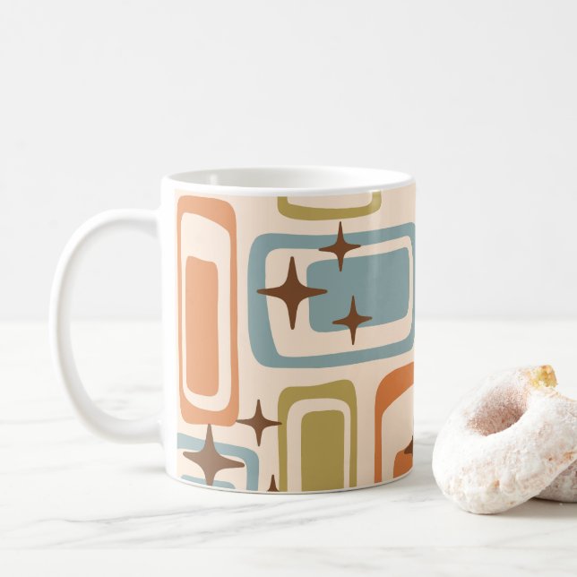 Farbenfrohe Retro Mitte des Jahrhunderts Moderne A Kaffeetasse (Mit Donut)